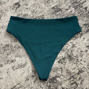 Ribbed High-Cut Bikini Bottom - Teal